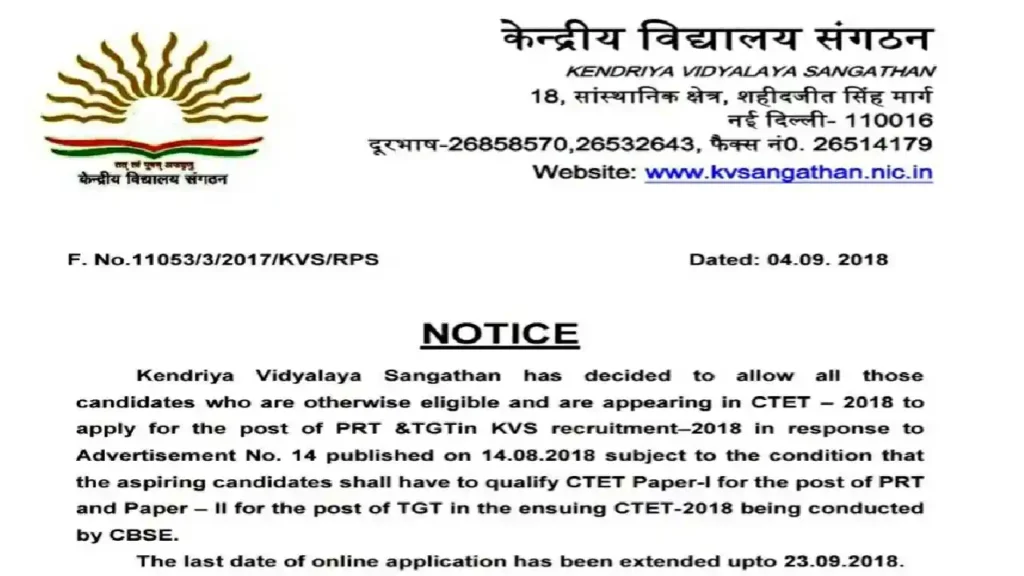 KVS Recruitment 2022